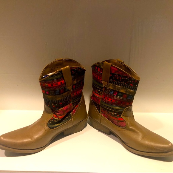 Colorful Taupe Ankle Boots - Picture 2 of 2